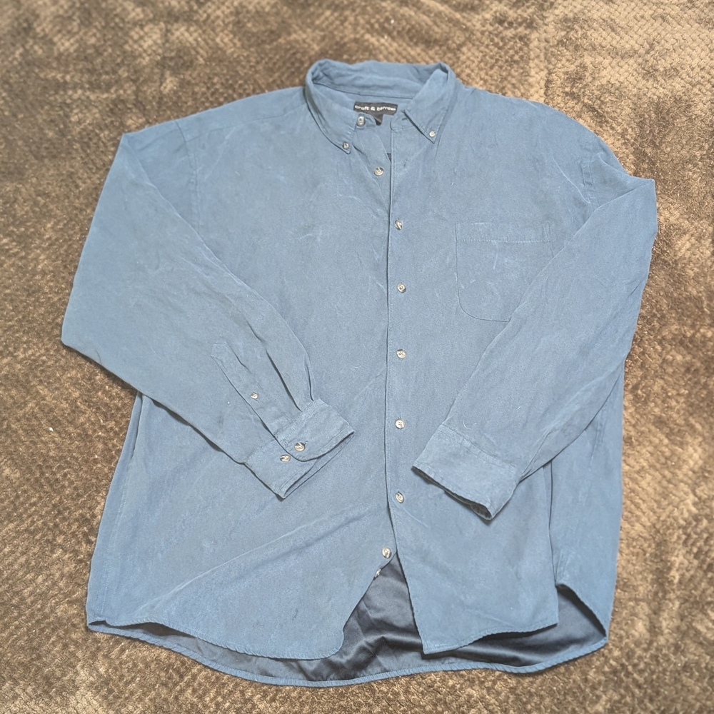 Croft & Barrow Men's XL Blue Button-Up Polyester Shirt